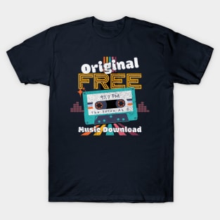 "Original Free Music Download" 80s Cassette Tape Tee T-Shirt